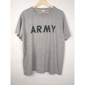 Vtg 80s US Army Faded PFU Shirt Large Military PE Track Gray Single Stitch